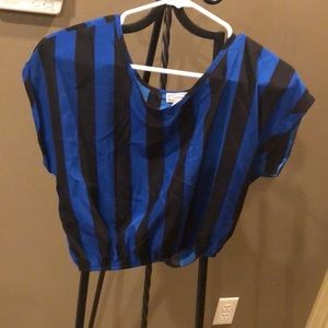 Blue and black striped crop top